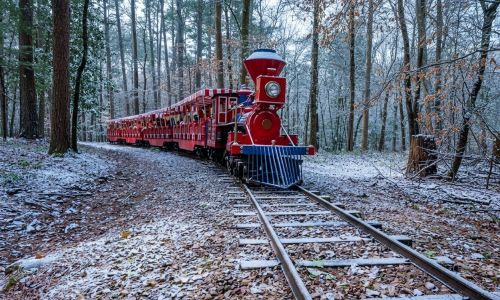 Beavers Bend State Park train on a frosty winter day near Broken Bow