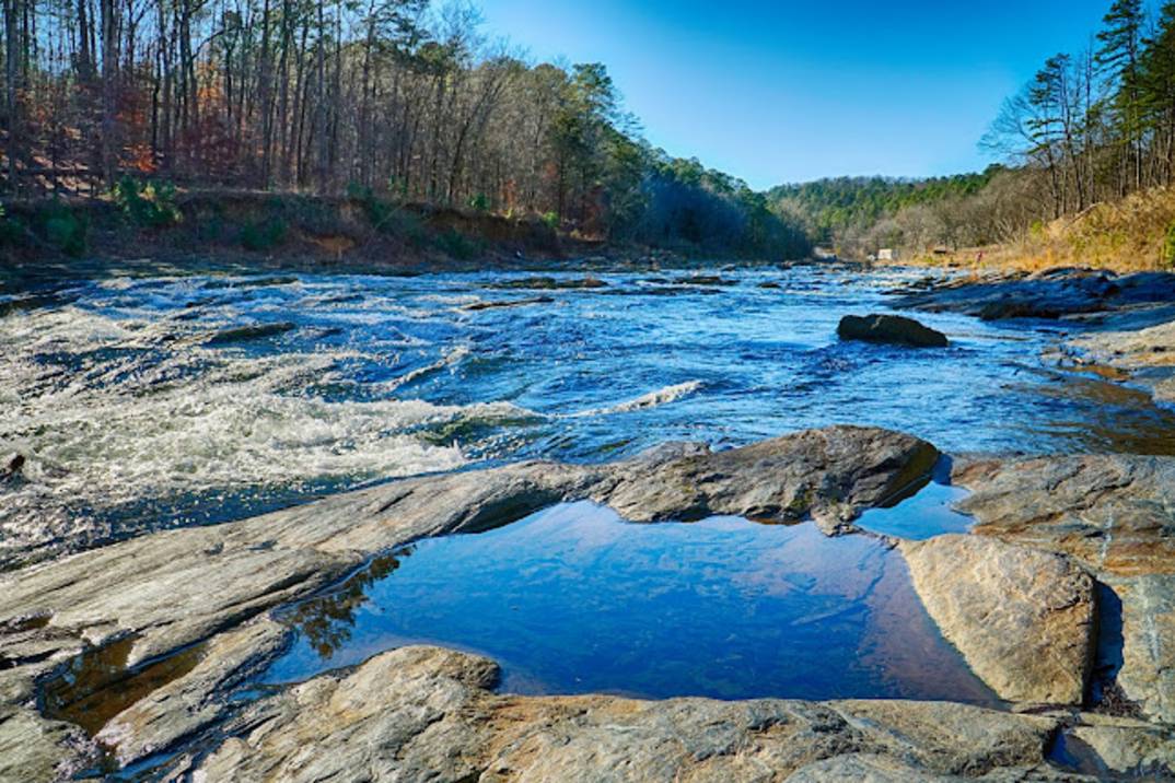 Broken Bow Lake surrounded by Ouachita foothills