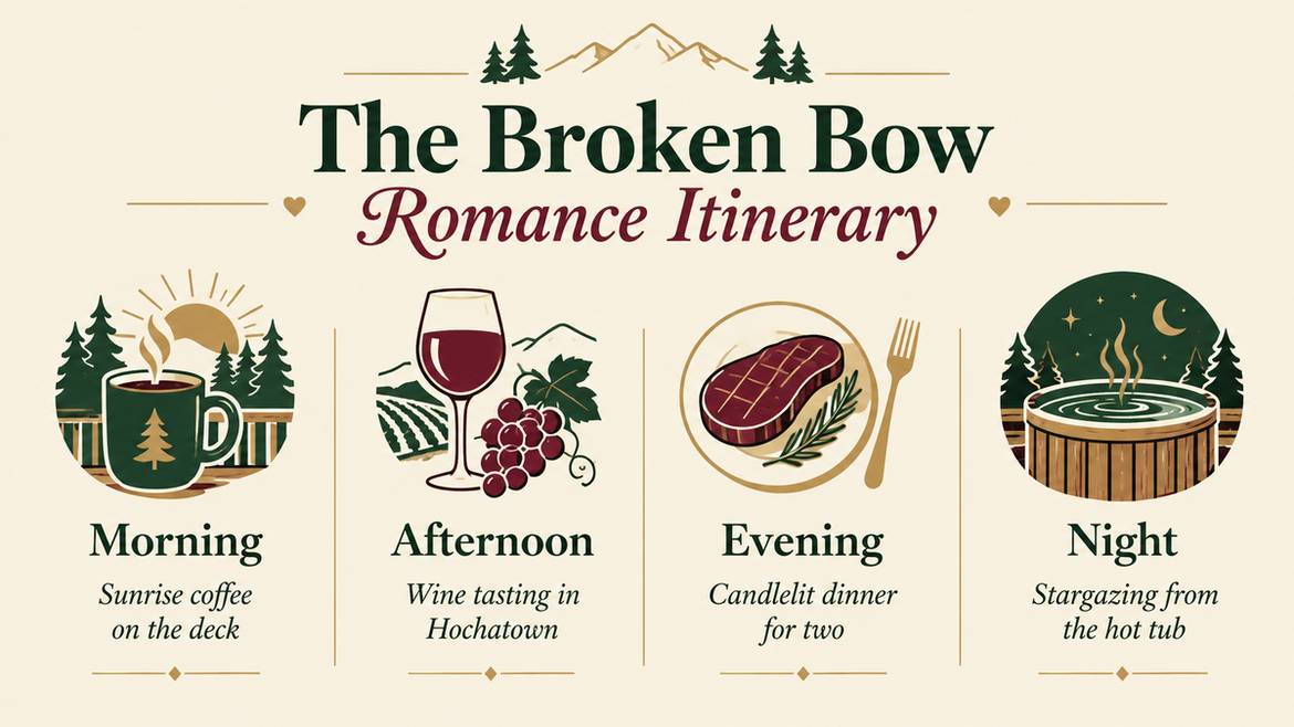 The Broken Bow romance itinerary from morning coffee to nighttime stargazing